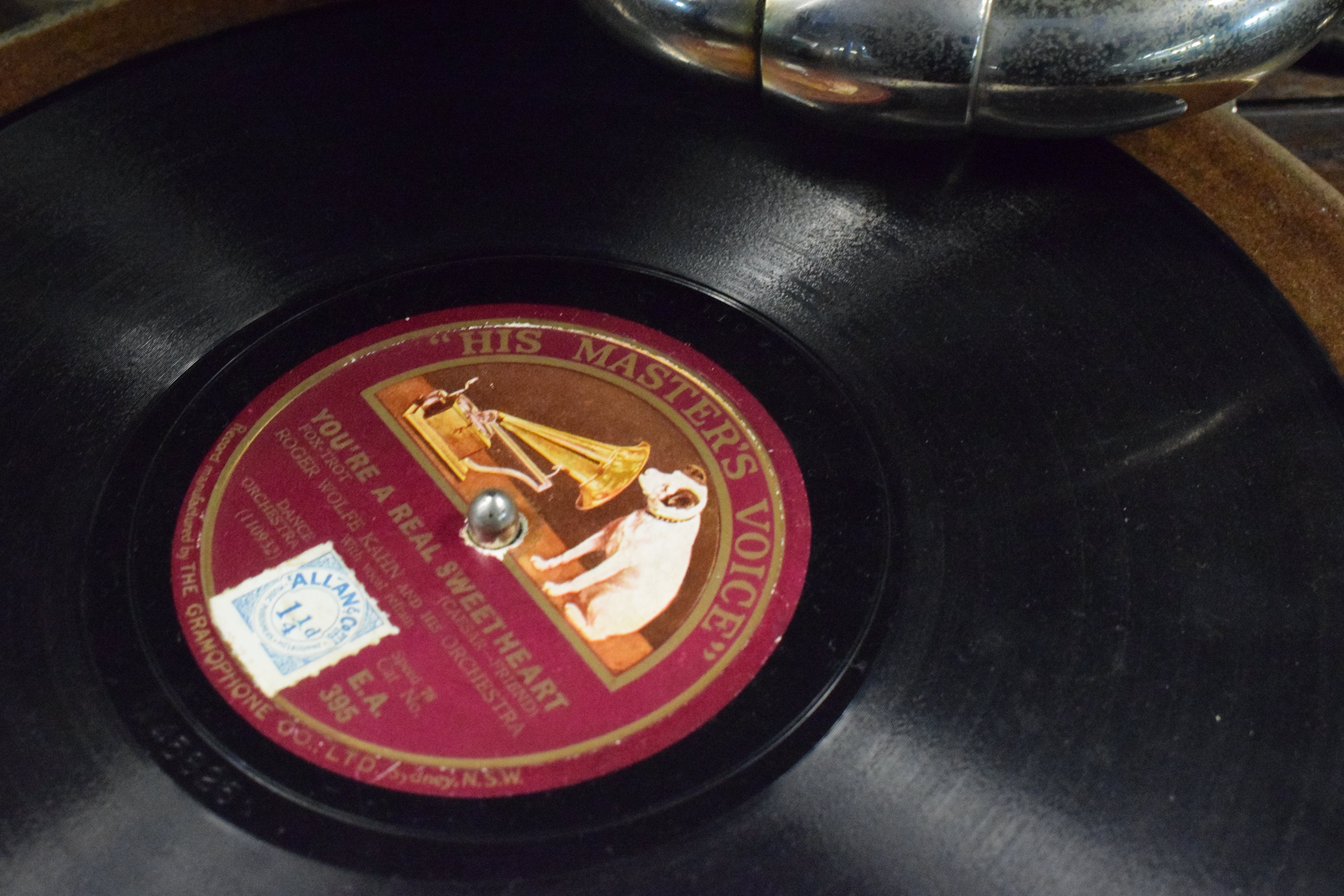 His Master's Voice record on a record player